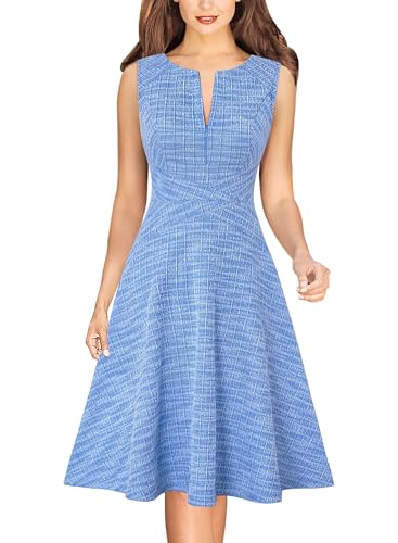 Image of VFSHOW Womens Front Zipper Work Business A-Line Dress Elegant Professional Office Career Church Fit and Flare Skater Dresses