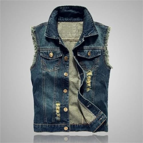 Chaleco vaquero rasgado para hombre de corte entallado retro 2