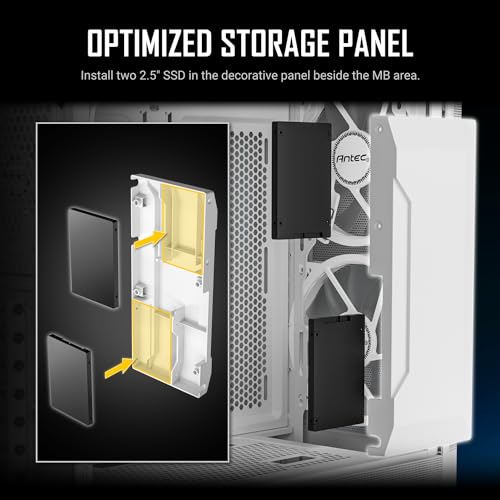 Image of Antec NX416L Mid-Tower ATX Gaming Case with Side Tempered Glass, 2 Pre-Installed 160mm ARGB Fans, 1x 120mm ARGB Fan | PC Cabinet (White)
