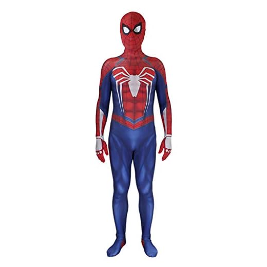 Spiderman animekostym, barn vuxna PS4-spel spindelmannen tights, superhjälte cosplay kroppsdräkt, rollspel sammanfogade tights jultema fester scen-onesies, vuxen XXL (180 ~ 190) overall
