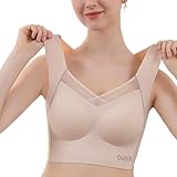 Bra Designed by 70 Year Old Woman, Full Support Breathable Push Up No Underwire Bras for Seniors Elderly Women Plus Size (US, Alpha, Large, Regular, Regular, Beige)