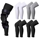 Sosation 8 Pcs Knee Brace Undersleeve Knee Sleeve for Under Brace Closed Patella Compression Breathable Leg Sleeves for Men Women Thigh Shin Support for Sports Protector(Medium)