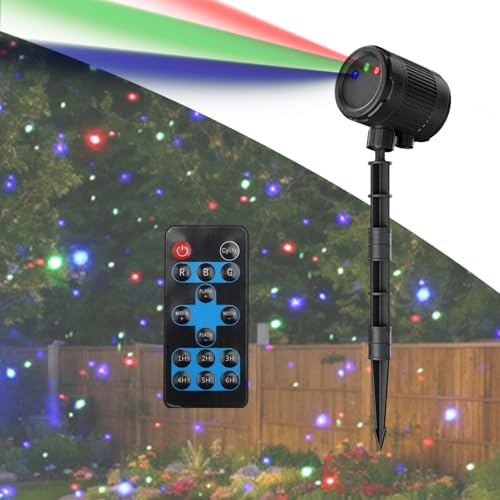 diceevil Laser Garden Star Projector Light, Red Green Blue 3 Color Changing Laser Motion Laser Projector Lights with Remote Control for Festival Party Decor, Outdoor Motion Firefly Lights