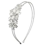 Lux Accessories Faceted Floral Flower Pave Crystal Stretch Bride Bridal Bridesmaid Wedding Headband