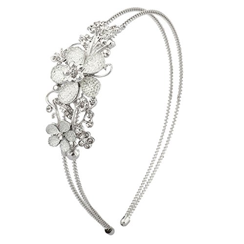 LUX ACCESSORIES Faceted Floral Flower Pave Crystal Stretch Bride Bridal Bridesmaid Wedding Headband