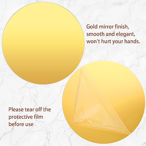 Thyle 20 Pcs 10 Inch Acrylic Round Mirrors for Tables Centerpieces Circle Mirrors Candle Plates for Wall Wedding Table Centerpieces for Baby Shower Party, Thickness 1 mm (Gold) by Thyle - Image 3