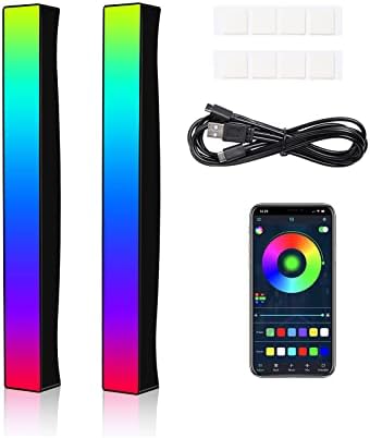 Battery Powered Rhythm Light Bar, RGB Sound Control Pickup Rhythm Lights, APP Control 32 Bit Music Level LED Lights, USB Rechargeable Voice Activated Atmosphere Light for Game Car TV DJ Studio - 2Pcs