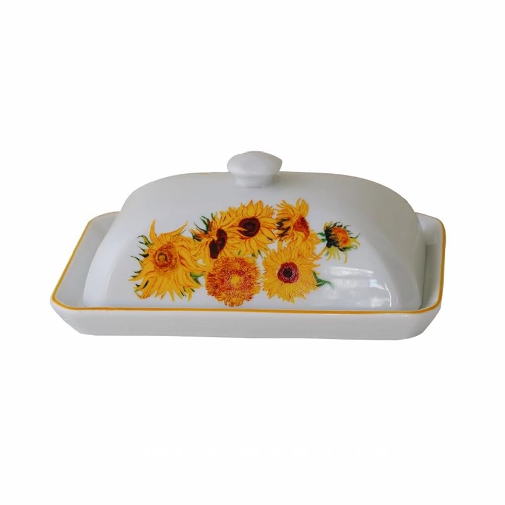 HPTHLY Butter Dish European Style Simple Ceramic Butter Plate Baking Dim Sum Plate Cheese Box Butter Container
