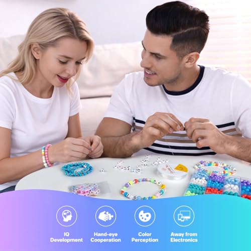 SUTOUG 1570+pcs Acrylic Beads Set for Threading, 6 mm/8 mm Colourful Round Craft Beads, with Letter Beads for Bracelets, Necklaces, Earrings, Jewellery Making, DIY Pendant Charms Kit — view 4