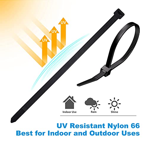 800 Pack Cable Zip Ties, Black Zip Ties Assorted Sizes 4+6+8+10+12 Inch, 40 Lbs Tensile Strength Electrical Cable Ties Heavy Duty Self-Locking Plastic Wire Ties For Outdoor & Indoor Use #TOP2