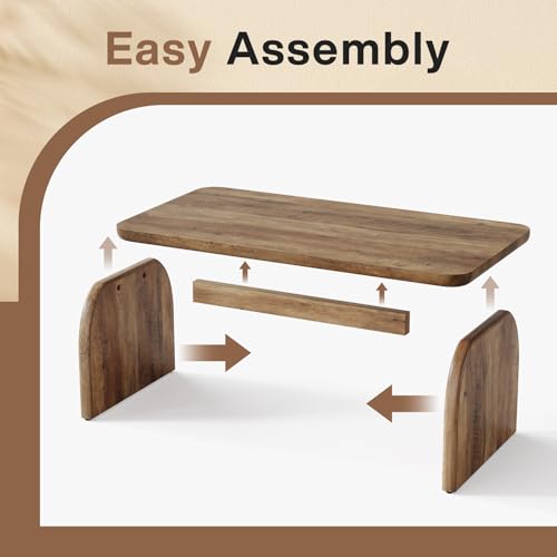 Tribesigns Rectangle Coffee Table, 47-Inch Wood Rectangular Living Room Table, Farmhouse Accent Center Low Cocktail Tea Table with Sturdy Base & Rounded Corners, Easy Assembly (Rustic Brown) by Tribesigns - Image 8