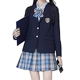 [NOLCCTN] スクールブレザー 制服 ジャケット 女子 レギュラータイプ 高校 学生 上着 男子高校制服 アウター 刺繍 学生服 入学式 MY514 (JP, アルファベット, M, ネイビー)