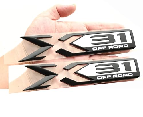 Image of Pair Set Sierra 1500 X31 Off Road Emblems 3D Rear Bodyside Truck Bed Decal Badge Nameplate Replacement for 2019-2022 Sierra 84682662 (Black White)