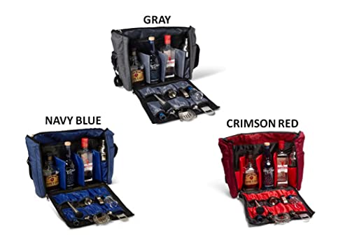 Vadcad Travel Bar Bag Navy Blue & Black, Water Resistant, Bartending Supplies, Pockets For Carrying Cocktail Kit (Bag Only), 13.8H X 12.5W X 4.7D #TOP6