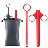 [2Pcs+Storage Bag] Lube Applicator Syringe with 10ml Precise Scales, 6.5' Anal Lube Shooter with Air-Proof Silicone Cap Reusable Lubricant Tube Applicator for Women, Men & Couples, Black Red