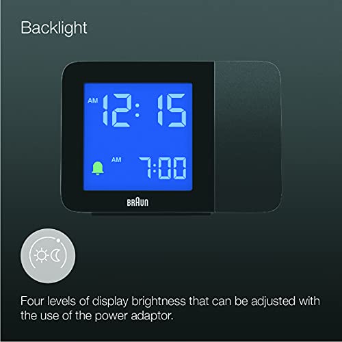 Braun Digital Projection Alarm Clock With 4 Backlight Options, Negative Lcd Display, Quick Set, Beep Alarm In Black, Model Bc15B #TOP4
