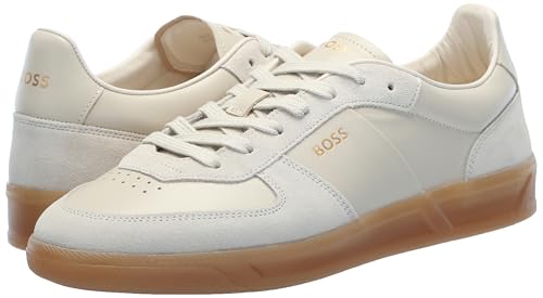 Image of BOSS Men's Soft Leather Block Logo Low Top Sneaker | Casual Shoes