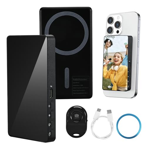 letcdfer Handy Selfie Monitor Screen, Magnetischer Smartphone Vlog Bildschirm für iPhone for Live Streaming, TikTok, Compatible with iOS Android