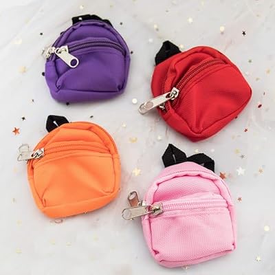 ONEST 31 Pieces Dolls Accessories Include 10 Pieces Mini Doll Backpacks Cute Zipper Bags and 21 Pieces Mini Doll Books