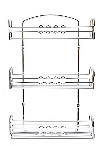 Amtido Spice Rack for Inside Cupboard Door Mount or Wall Mounted - Kitchen Storage Organiser, Space Saving Solution Unit for Herbs, Jars and Small Sauce Bottles - Hardware Included – 3 Tier Chrome - Image 5