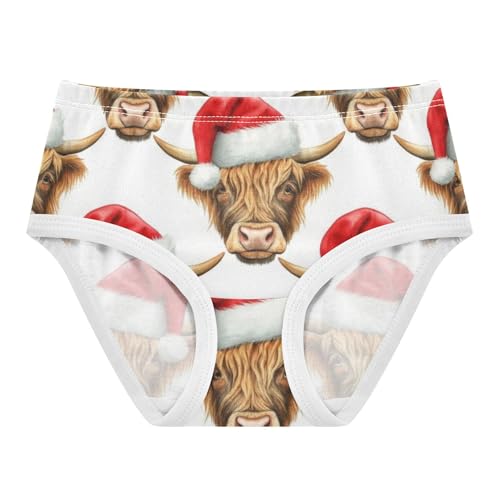 Cute Highland Cow Heads White Toddler Girls Underwear 2t Cotton Little Girl Panties Aesthetic Kids Briefs Undies