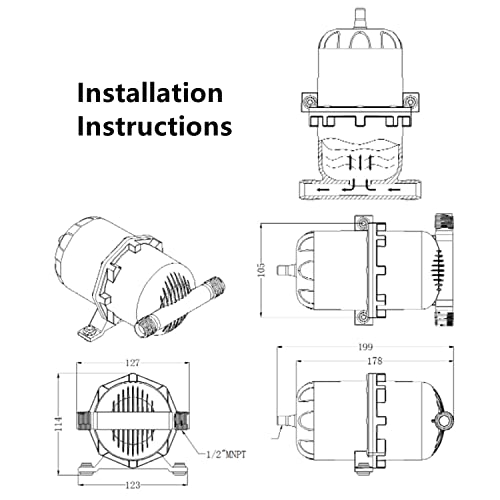 12V Pre-Pressurized Accumulator Tank,Rv Accumulator Tank, 12V Portable Expansion Tank, Water Heater Expansion Tank, 0.75L Max 125Psi, 1/2 Mnpt Port Fitting #TOP1