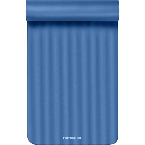 Retrospec Solana Yoga Mat 1" Thick w/Nylon Strap for Men & Women - Non Slip Exercise Mat for Home Yoga, Pilates, Stretching, Floor & Fitness Workouts - Denim Blue by Retrospec - Image 3