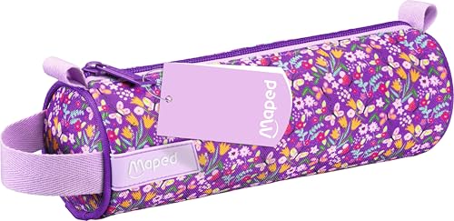 Maped Estuche Escolar con Diseño de Flores - Portatodo de 22,5 cm en Tejido Ultra Resistente, Estuche Portalápices Floral para Colegio y Accesorios, Gran Capacidad y Durabilidad