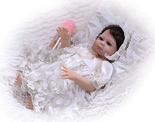 MWKL Volles Silikon Vinyl Reborn Baby Puppe 50cm 20 Zoll Waschbar Neugeborenes Kleinkind Mädchen Puppe Prinzessin Kleid… – Bild 4