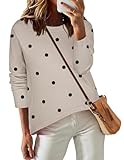 Zeagoo Sweaters for Women Fall Clothes Trendy 2024 Crew Neck Dot Long Sleeve Pullover Tops L