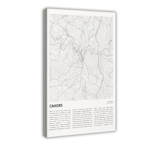 BGFgdDG Cahors Lot Map Poster Wall Art Decor Print Picture