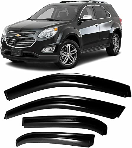 Jsp Out-Channel Side Window Deflector Strip, Rain Guard For Chevrolet Equinox 2010-2017, Dark Smoke Acrylic, Adhesive Tape Mount Wind/Sun/Rain Shade, Set Of 4 #TOP6