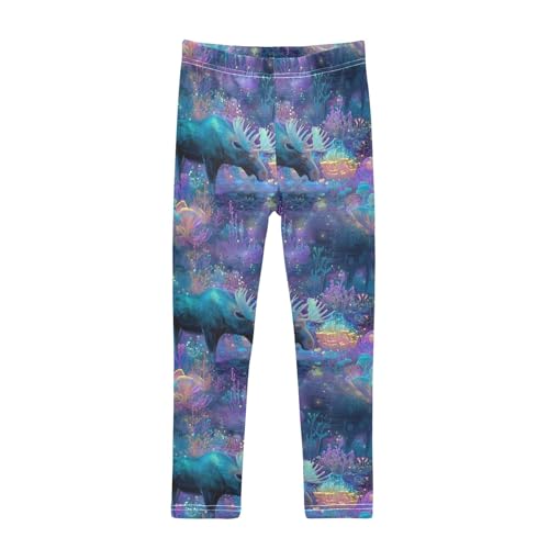 Girls' Athletic Leggings Ankle Length Yoga Dance Pants Kids Teen 4T Neon Moose