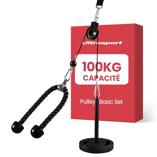 Ultrasport Cable Poulie Musculation | Appareil de Traction Latérale et Triceps pour la Maison | Fitness Station de Musculation à Poulie, Tour à Câbles, Tirage Latéral