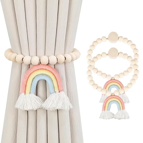 Hshenjhu 2 Pièces Magnétiques Embrasses de Rideaux, Arc en Ciel Embrasse pour Rideaux, Embrasse de Corde de Rideau, pour Décoration de Maison, Bureau,...