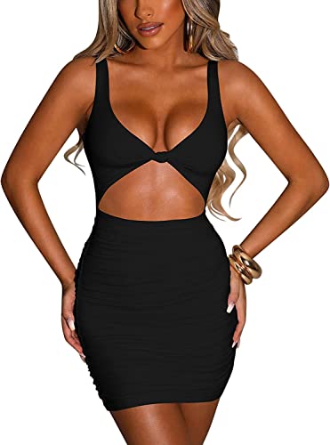 Robe moulante sexy noire sans manches en taille L pour femme