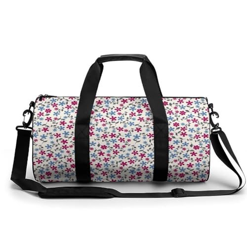 Sac de sport fleurs rouges bleues duffel bag 45cm imperméable pour protéger vos affaires