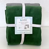 YourFleece Solid No-Sew Throw Fleece Fabric DIY Blanket Making Kit, Make Your Own, Anti-Pill, Forest Green/Gray, 50x60 inches