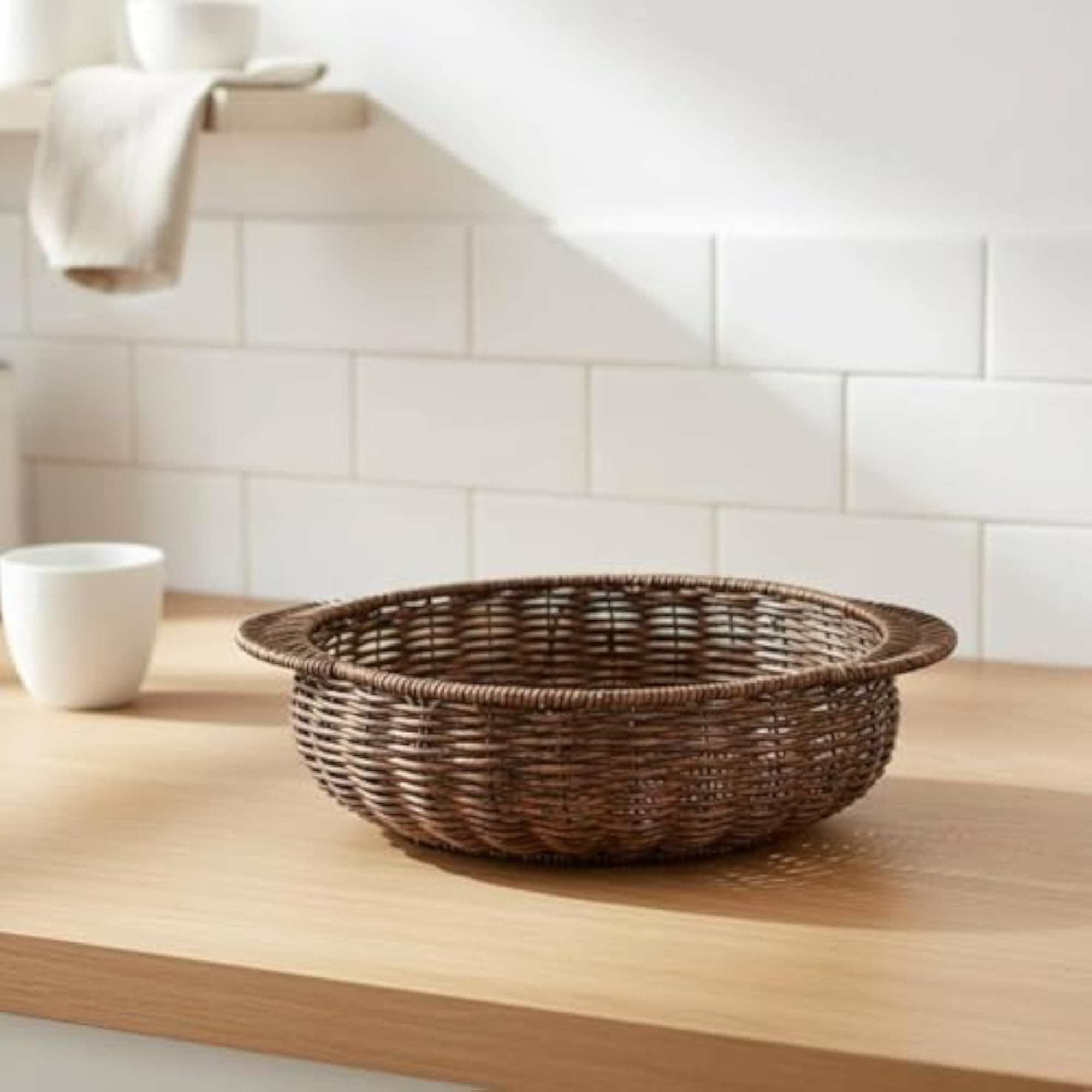 Multifunctional Double Ear Woven Bread Basket, Easy Carry