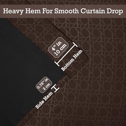 Image of Story@Home 100% True Blackout Long Door Curtains 9 Feet Long Set of 1 | Geometric Design | Room Darkening Curtain | Thermal Insulated Curtains for Living Room | (116 X 275 Cm, Chocolate Brown)