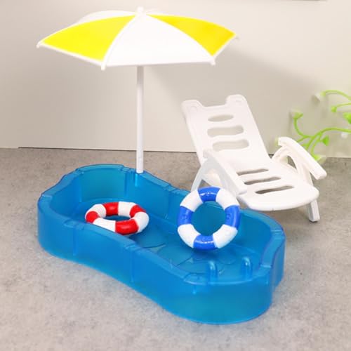 KARLOR 5 Pcs Miniatur Strandset, Garten Deko Set, Swimmingpool+Sonnenschirm+Strandkorb+Schwimmigringe, Miniatur Garten Szene Mini Strand Dekoration Sommer Liegestuhl Gartenschirm Mini Parasol (5 Pcs) KARLOR 5 Pcs Miniatur Strandset, Garten Deko Set, Swimmingpool+Sonnenschirm+Strandkorb+Schwimmigringe, Miniatur Garten Szene Mini Strand Dekoration Sommer Liegestuhl Gartenschirm Mini Parasol (5 Pcs)