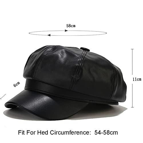 Sydbecs Pu Newsboy Caps For Women Solid Color Paperboy Hat Cabbie Painter Cap #TOP1