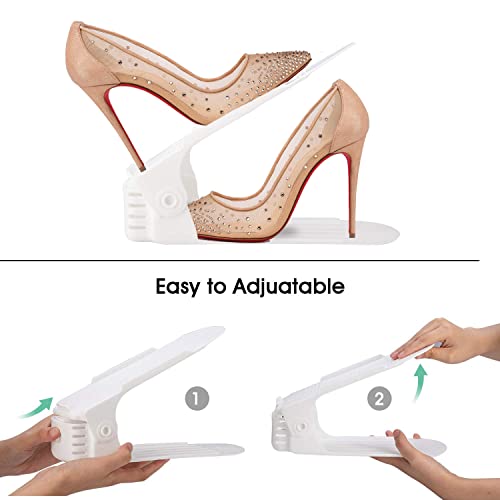 Zjdztk Shoe Slots Organizer 20-Pack New Generation Of Double Deck Shoe Stacker Holder For Closet Organization Four-Position Adjustable Height Design Shoe Space Savers(White) #TOP5