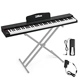 ZHRUNS Digital Piano 88 Key Weighted, Full Size Electric Keyboard Piano for Beginners, Portable Piano Keyboard with Sheet Music Stand, Sustain Pedal, Power Adapter, Black (Keyboard Only)