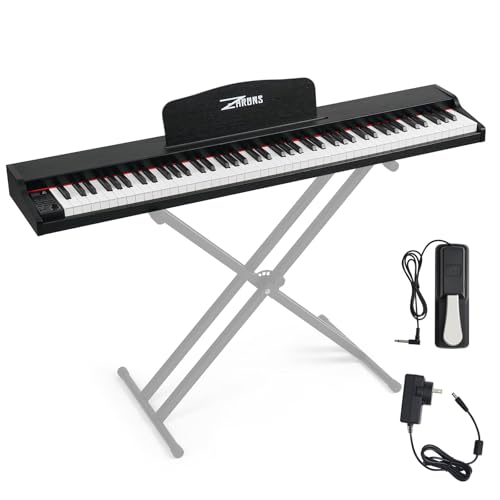 ZHRUNS Digital Piano 88 Key Weighted, Full Size Electric Keyboard Piano for Beginners, Portable Piano Keyboard with Sheet Music Stand, Sustain Pedal, Power Adapter, Black (Keyboard Only)