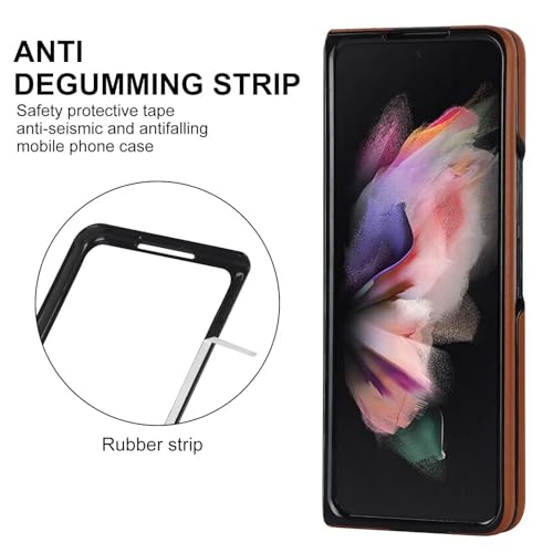 Coque Samsung Galaxy Z Fold 3 protection magnétique intégrale et housse en cuir marron - 4