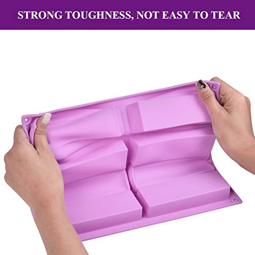 BUYGOO 2Pcs 8 Cavity Large Rectangle Granola Bar Silicone Mold, Nutrition Cereal Bar Molds Energy Bar for Chocolate Truffles Ganache Cornbread Cheesecake Pudding - Thumbnail 4