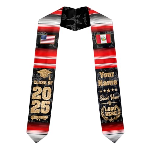 MonkeyVan Personalized Peruvian Graduation Stole, Peruvian Stoles Class Of 2025, Peruvians Graduation Sash, Custom Peru Stole M100