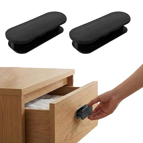 hankousi Lot de 2 poignées de porte de balcon à coller sans vis - Adhésif sans vis pour portes en verre, armoires et fenêtres - Noir