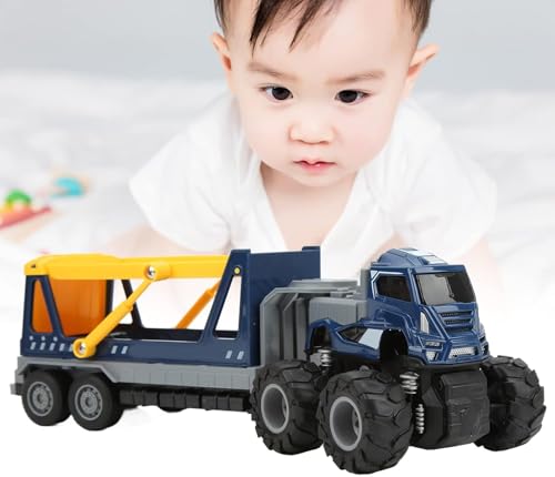 Image of Friction Powered Car Transport Truck Toys for Kids Boys Girls 1:43 Die Cast Metal Model Double Deck Tow Truck Miniature Trailer Toy Pull Back Vehicle (Multicolor, Pack of 1)